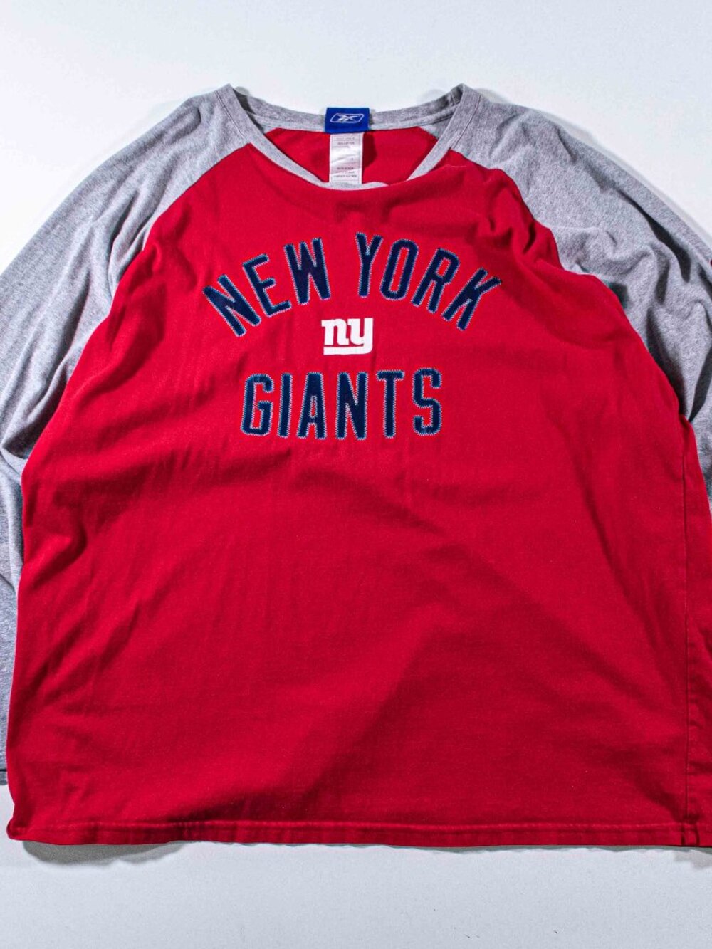 Vintage New York Giants Raglan Shirt XL Reebok NFL Long Sleeve Graphic Tee Y2K
